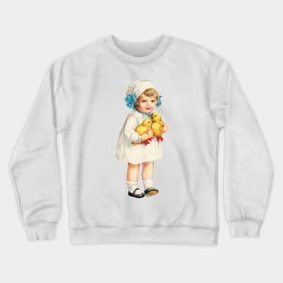 Vintage Easter Girl with Chicks Crewneck Sweatshirt